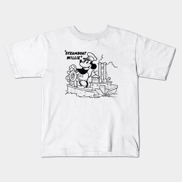 Steamboat Willie Vintage Kids T-Shirt by MEWRCH